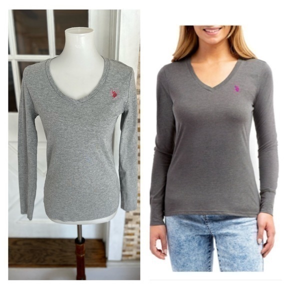 US Polo Association long sleeve V-neck T-shirt - Picture 1 of 8